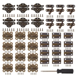 NICENEEDED 36 Sets Retro Jewelry Box Hinges and Latches Hardware, Small Bronze Brass Latch Hinges Decorative Cabinet Drawer Wooden Box Latch Buckle Vintage Engraved Mini Hinge Hardware Fittings
