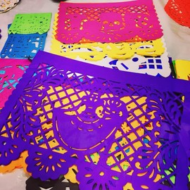 Decoracion Papel picado Día de muertos Pliegos 1/2 para Altar - Medidas 48cm de ancho x 35cm de alto - Papel china Paq. con (500 PLIEGOS)