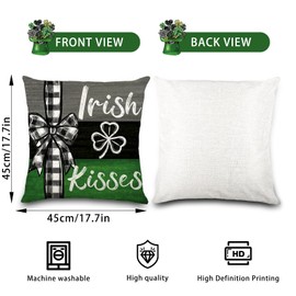 DIYDEC 4PCS St Patricks Day Pillow Covers 18x18 Inches Shamrock Hat Lucky St Patricks Pillow Cases for Home Bed Holiday Decoration Clover Charm Spring Pillow Cases for Sofa Couch Cushion