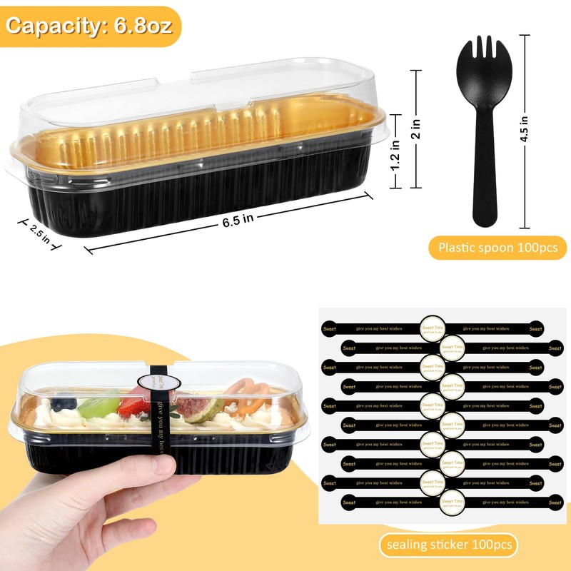 EgticHome Mini Loaf Pans with Lids and Spoons (100 Pack,