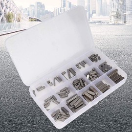 140 pieces round ended key spring set, round ended key spring parallel drive shaft, steel spring key, spring pins, 16 types of specifications with plastic box for paral