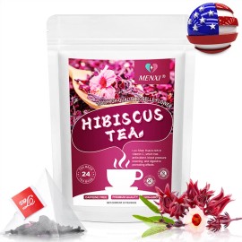 MENXI 24ags Hibiscus Flower Tea Bags - Blood Pressure Balance & Cardiovascular Support