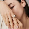 SWJEWEL 925 Sterling Silver Pearl Ring Gold Plated Hollow Design