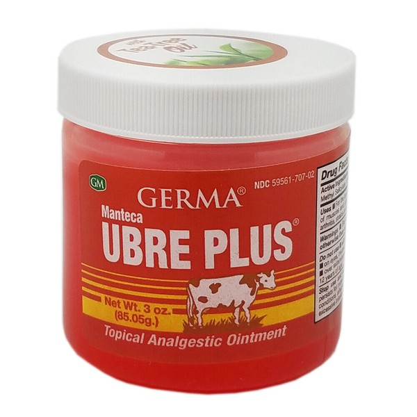 Germa Manteca Ubre Plus. Natural Topical Analgesic Ointment. Red. 3 Oz / 85.05 g