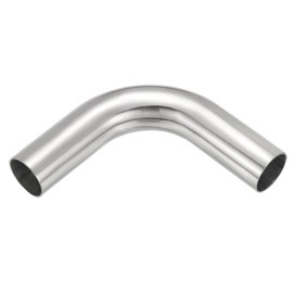 PATIKIL 90 Degree Sanitary Extended Pipe, 1 3/4inch OD Mandrel Bend Elbow Exhaust Pipe Straight Connector 304 Stainless Steel Extended Pipe for Welding Modified Stair Handrail HVAC