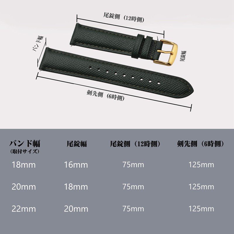 BISONSTRAP Watch Band, 0.7 inch (18 mm), 0.8 inch (20
