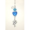Silvery Dolphins and Starfish Blue Heart Glass Ceiling Fan Pull