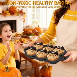 COSORM 6 Cup Cast Iron Muffin Pan - Pre-Seasoned Nonstick Muffin Tin, Regular Size Cupcake Baking Pan