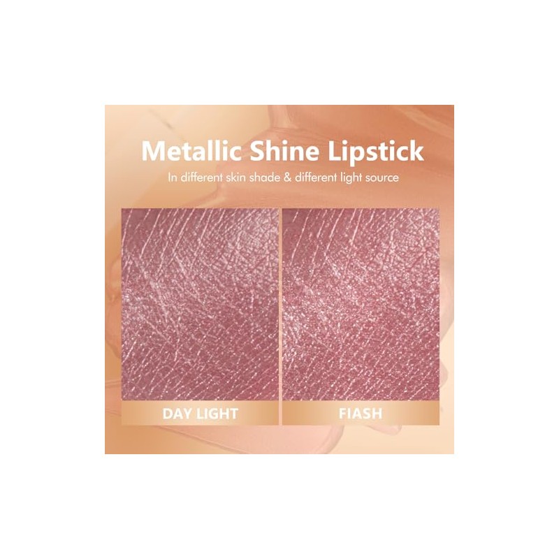 MAKI YIKA- Lápiz labial rosa metálico para mujer, lápiz labial