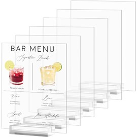 JINMURY 8x10 Inch Acrylic Signs with Stand - 6 Pack Clear Acrylic Sheets, DIY Table Signs for Wedding, Menu, Bar List