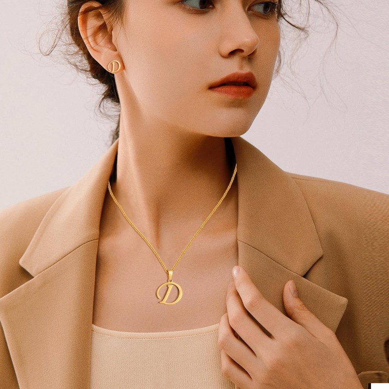 APMGONT Gold Initial Necklaces for Women, Stainless Steel Gold Initial