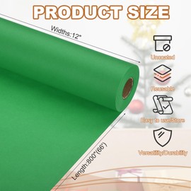 PATIKIL Wrapping Paper, 12" x 800"(66') 70 GSM Craft Paper Roll Kraft Packing Paper for Poster Bulletin Board, Gift Wrapping, Green