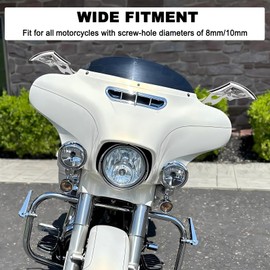 DgNeLai Motorcycle Mirrors Chrome Diamond Rearview Side Mirror Blue Lens 8MM 10MM 360 Degree Universal Replacement for Harley Softail Dyna Sportster Street Bike Scooter Chopper Cruiser