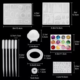 RedTagTown 121pcs Resin Casting Silicone Mold Set Epoxy Spoon Tool for Jewelry Craft Making