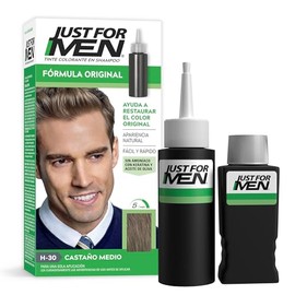 Just For Men, Tinte Colorante En Shampoo, Castaño Medio H30, Cabello Con Cor, Cubre Las Canas, 66ml