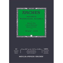 Arches A1795091 Enc 21x29,7 12H Aquarelle 100% Fine 300g NAT, White Natural