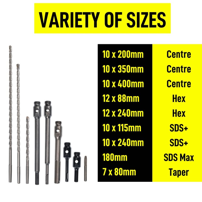 UK Drills Diamond Core Drill HEX Adaptor Accessories 12 x