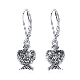 Women's Crystal Earrings 925 Silver Cross Crystal Earrings Leverback Drop Earrings Eagle / Snake / Wolf / Hummingbird Lotus Hanging Earrings Jewellery Gifts for Women Girls Teenagers, Sterling Silver
