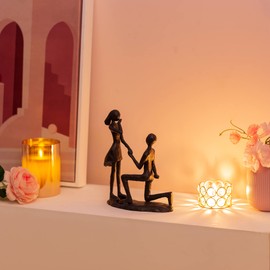 Sziqiqi Iron Sculpture for Couple Handcraft Statue Gift for Wedding Anniversary Decorative Modern Sculptures Proposal Gifts Ornament Figurine for Couples Valentine Girlfriend