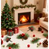 MOMOONNON 20PCS Artificial Red Berry Pine Picks Pine Needles Branches