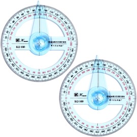 Toyvian 360 Degree Angle Finder with Rotating Arm for Primary School Students Primary School Rotating Protractor Transparent Plastic with Full Circle 2 Pack