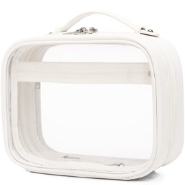 Pinkmik Clear Makeup Bag Double Layer Cosmetic Bag Waterproof Toiletry Bag for Women (Z/White, M)