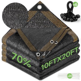 FOTMISHU 70% Shade Cloth 10ftx20ft Anti-Aging Sun Mesh UV Resistant Net, Sunblock Garden Tarp for Plant Cover, Greenhouse, Barn or Kennel, Flowers, Plants