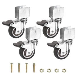 PATIKIL 4pcs 50mm Swivel Caster Wheels 20mm U-B with Racket Replacement Mute Swivel Wheel with Brake 165lbs Total Load for Cabinet Furniture Table