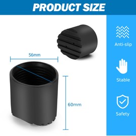 Wolec 2 Pcs Telescoping Ladder Rubber Replacement Feet - Non-Slip Pads for Enhanced Stability and Safety (56mm)