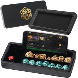 Soar Forge Premium Dice Case & Tray - Luxurious Fantasy Functional - Gold Dragon - Dice Box - Medium Size - For D&D & RPG