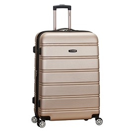 Rockland Melbourne Hardside Expandable Spinner Wheel Luggage, Champagne, Checked Large 28"