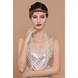 BABEYOND 1920s Flapper Headpiece Roaring 20s Headband Great Gatsby Headband Chain for Women Vintage Hair Accessory, Plastic