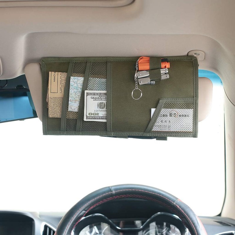 Molle Visor Panel Organizer, Tactical Car Sun Visor Cover Molle