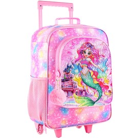 Girls Suitcase, Kids Sequins Rolling Luggage, Cute Mermaid Travel Carry on for Elementary Preschool Toddler