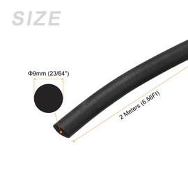 METALLIXITY Foam Rubber Weather Seal Strip (9mm Diameter x 2m Long) 1pcs, EPDM Rubber Round Seal Strip - for House Repair, Door, Black
