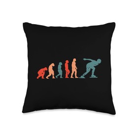 Winter Season Ice Rink Sports Speed Skating Skating Funny Evolution Chart Speed Skater Throw Pillow, 16x16, Multicolor