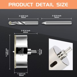 Mollom 4-1/8" (105mm) Diamond Hole Saw with 2Pcs Removable Pilot Drill Bit Smooth Cutting for Porcelain Tiles,Glass,Ceramic,Marble,Fiberglass,etc