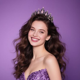 Kamirola Black Purple Queen Crown, Gothic Baroque Crowns for Women Girls, Tiara for Women Rhinestone Queen Tiara Wedding Crown, Hair Accessories for Halloween Costume Birthday Prom Cosplay Party