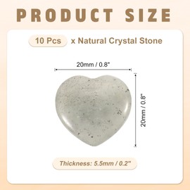 PATIKIL 10 Pcs Natural Heart Shaped Crystal Stone, 1 Inch Mini Polished Love Gemstone Crystal, Pocket Rock Engraved Worry Stones for Women Gifts Meditation, Light Gray