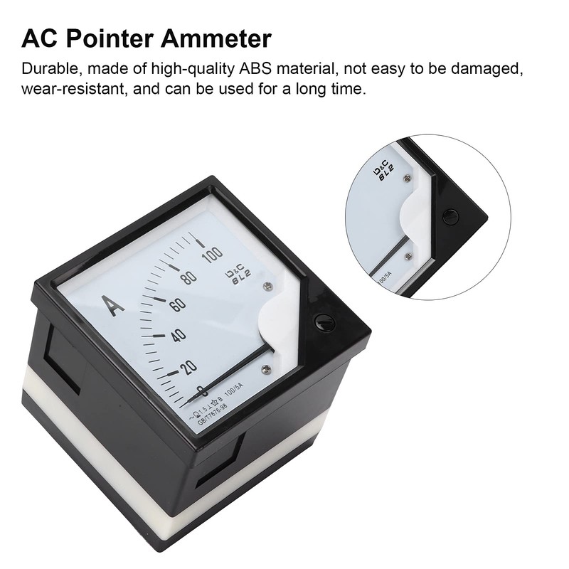 100A/5A Analog Panel Ammeter, 6L2 Amp Tester Gauge for DC