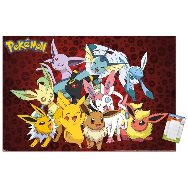 Trends International Pokémon - Favorites Wall Poster, 22.375" x 34", Premium Poster & Mount Bundle