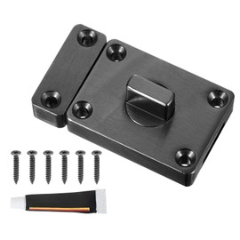 PATIKIL Rotate Bolt Latch, Inner Door Latch 180 Degree Safety Knob French Door Locks Sliding Inside Door Latch with Screws & Glue for Bedroom, Black