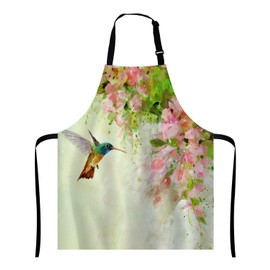 Wasach Hummingbird Apron,Adjustable Neck Bib Apron for Men Women,Suitable for Kitchen Cooking Waitress Chef Apron