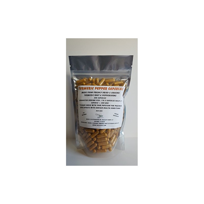 Ground Turmeric Root Powder w/Ground Peppercorn Capsules (300) - Non
