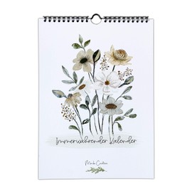 Perpetual Floral Birthday Calendar, Watercolour, A4, Perpetual and Year-Independent, Annual Calendar for Notes, Recurring Appointments or Birthdays