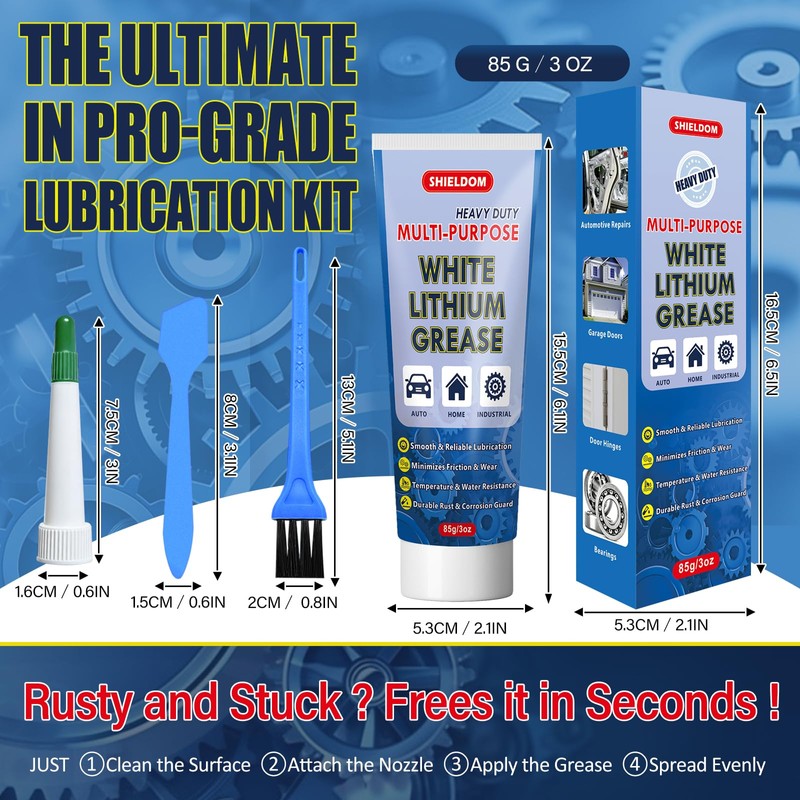 SHIELDOM White Lithium Grease Multi-Purpose Grease Waterproof Lubricant for Hinges,