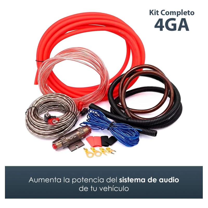 Kit Amplificador Instalacion Cable Rca Audio Auto 4ga