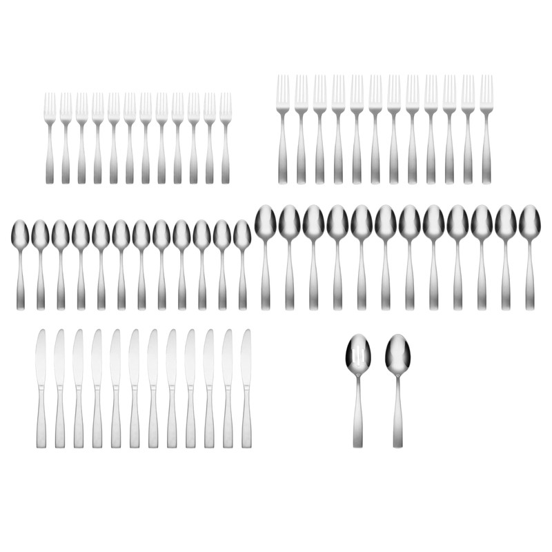 Cambridge Madison Piece Flatware Set with Oak Tray, 62 Count