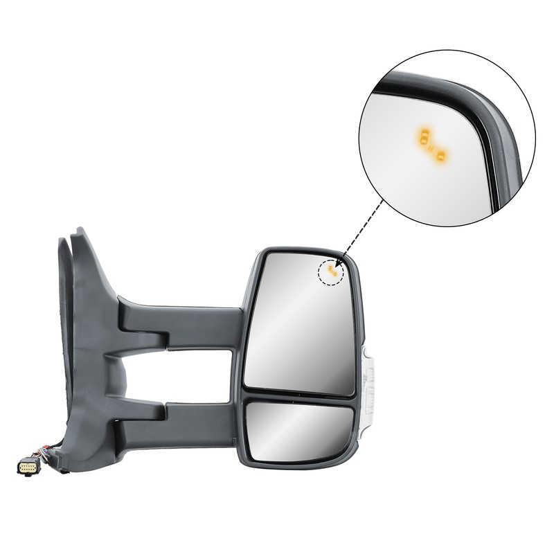 Passenger Right Side Mirror Long Arm Power Mirror and Heated