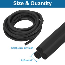 PATIKIL 19.6 Ft Backer Rod 1/2 Inch EPDM Rubber Caulk Saver Concrete Expansion Joint Weather Strip Seal for Gaps and Joints, Black